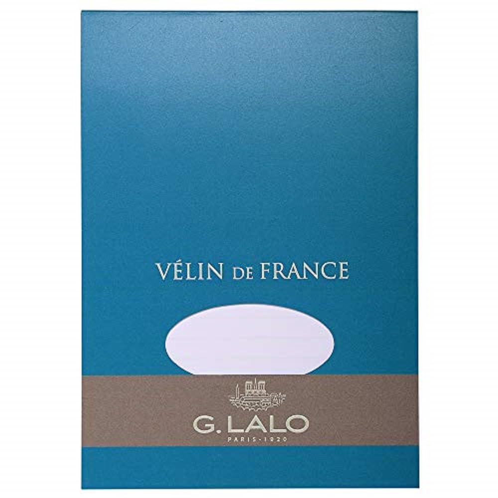 Lalo 11700L - Velin De France Pad of 50 Plain Sheets 14.8x21 cm 100g, French Vellum, White. Clean Cut. Front Cover with Foiled Silver Finish. Refined A5