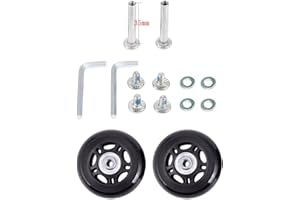 Byaning 2 Sets Luggage Suitcase Wheels Replacement,60/64/68/70/75/78mm Inline Outdoor Skate Replacement Wheels,Rubber Swivel Caster Wheels Repair Kits (OD:60 W:18 ID:6 Axles: 35)
