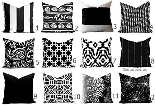 Outdoor Pillow Cover Black White