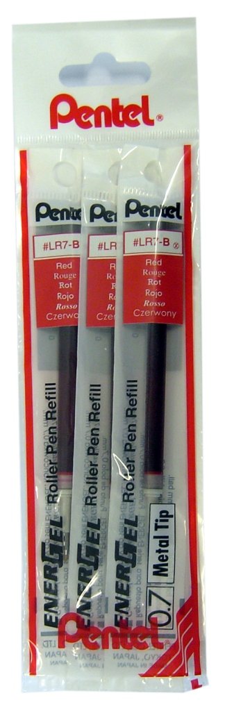 Pentel LR7-V EnerGel Refill, 0.35 mm, Pack of 3 red