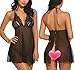 Avidlove Women Sexy Lingerie Halter Babydoll Open Back Chemises Transparent Lace Sleepwear