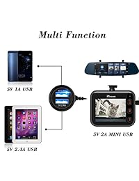 Plozoe - Cargador de cámara de salpicadero de coche, cable de alimentación USB, adaptador de carga para Garmin GPS Nuvi?cámara de espejo, cable de alimentación para cámara de salpicadero (mini USB de 98.4 ft)