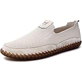 mitvr Men's Loafer Shoes Casual Driving Shoes Flat | Split Leather,Slip on,Soft,Perforated,Walking Driving Shoes for Men,Breathable,Daily Office Travel Wear