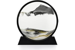 Bochino Moving Sand Art Picture, Dynamic Sand Picture - 10" Large Round Glass 3D Deep Sea Sand Frame Art Sandscape Desktop Art Decor for Home & Office