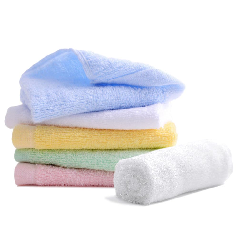 Bmeigo 6 Pack 12 x 12 inch Flannel Face Cloths, Face Cloth Towel Bamboo Cotton Absorbent Soft Reusable Facial Cleansing Wash Towel for Baby Kids Adults, Home Spa Beauty — image 1
