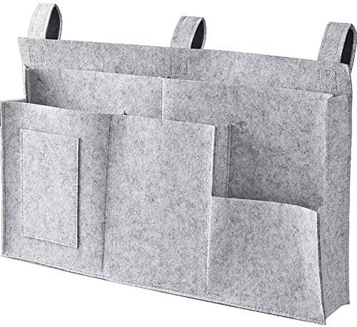 Multi-Purpose 10 Pocket Bedside Caddy, Hanging Books, Phones and Accessory Storage Organizer Pouch for Headboards, Bed Rails, Dorm Rooms, Bunk Beds, Apartments, Bathrooms & Travel(HGJ68-I)
