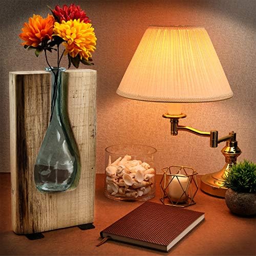 Glass vase with wooden base, a quality room accent decor item.