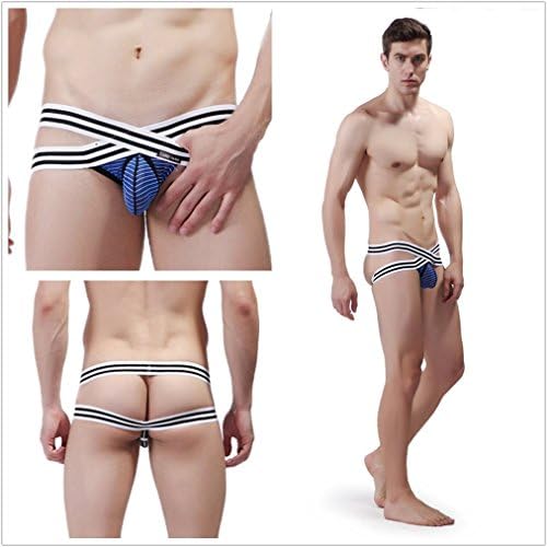 HCMP Mens Sexy Mesh Thongs Jockstrap Elastic Waistband G-String Thong Sexy Bikini Underwear For Man,Blue,M