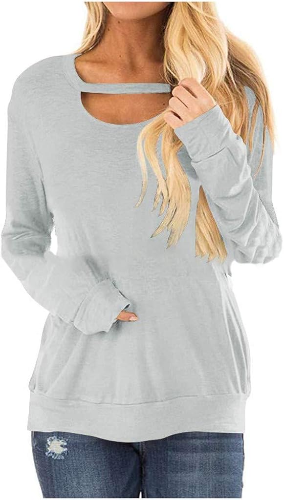 Doric Women's Chest Cutout Tunics Long Sleeve Shirts Scoop Neck Blouse Casual Loose Tops