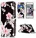 JanCalm for iPhone 6S Plus Wallet Case,iPhone 6 Plus Case, [Kickstand] Pattern Premium PU Leather [Card/Cash Slots] Flip Cover for iPhone 6/6S Plus (Black/Flower)