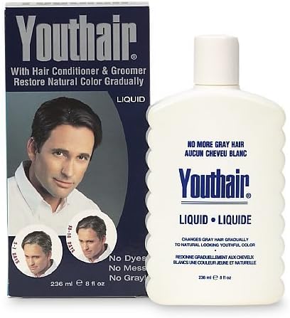 Hair Color &amp; Conditioner For Men, Liquid 8 fl oz (236 ml) By Youthair (Pack of 3)