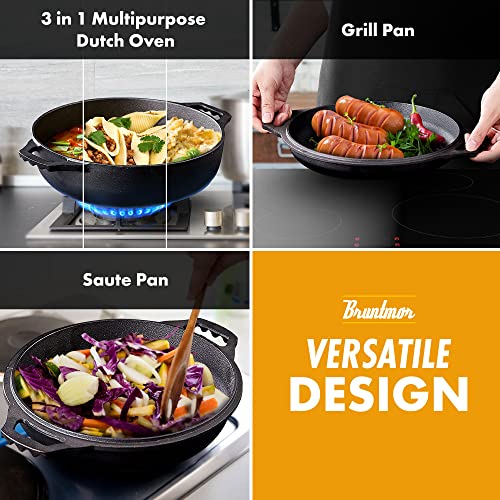 Bruntmor Cast Iron Dutch Oven Bruntmor Pumpkin Spice 2-in-1 Pre