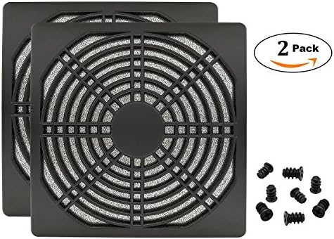 120mm Fan Filter with Screws, ABS Resin Filter for Desktop Computer Ventilator, Black Color - 2 Pack