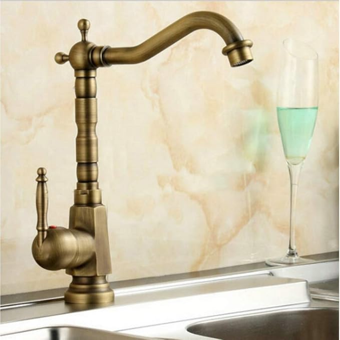 ZHEN Grifería antigua Latón Acabado Mezclador de agua caliente y fría