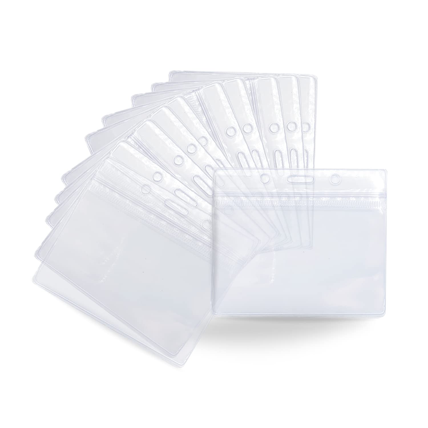 SafeHaven 100pc Plastic Badge Holders - Slide-in for Lanyard, Credit Card-Sized