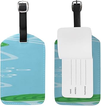 green luggage tags