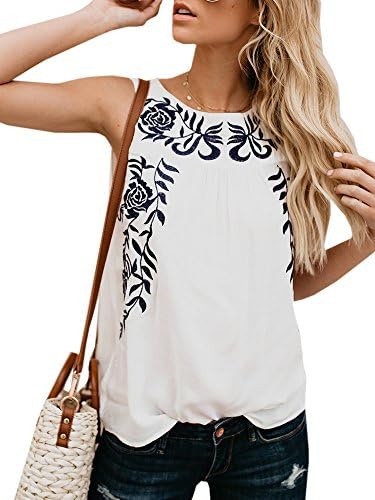 Faisean Womens Floral Print Bohemian Sleeveless Tank Tops Girls Casual Shirts