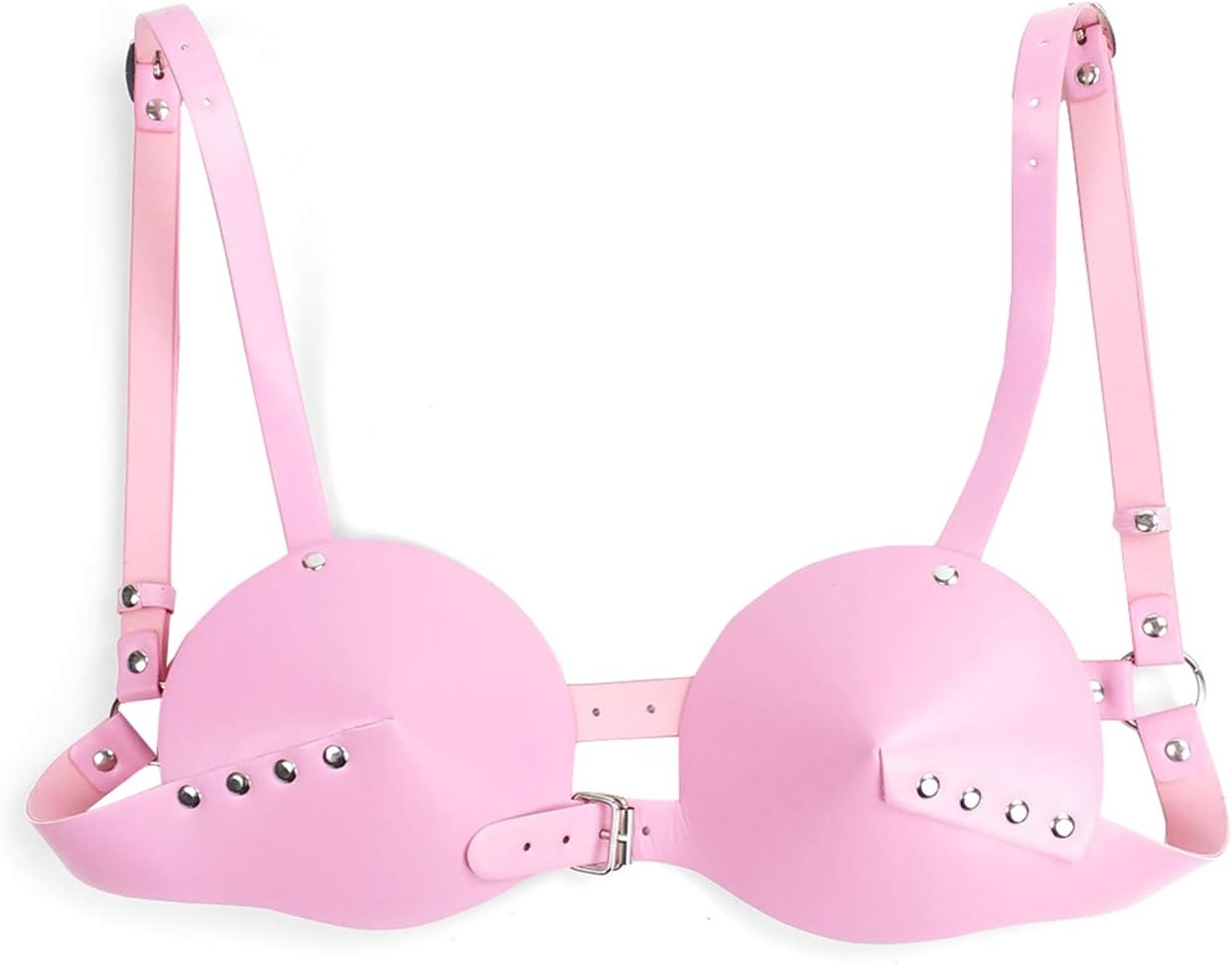 Qiansheng Women's Punk Leather Body Harness Bullet Cup Bra Adjustable