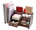 PAG Office Supplies Wood Desk Organizer Pen Holder Accessories Storage Caddy with 1 Drawer, 7 Compartments, Brown
