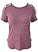 Astylish Women Sexy Cold Shoulder Cut Out Blouse Casual T Shirt Tops Red Medium