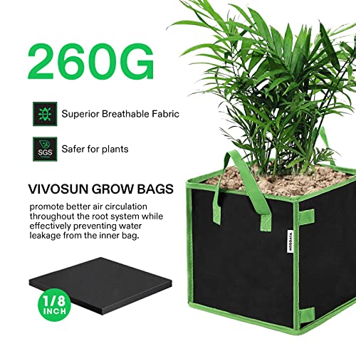 VIVOSUN 5 Pack 5 Gallon Square Grow Bags, Thick Nonwoven Cubic Fabric
