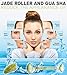 Jade Roller For Face & Gua Sha Scrapping Slimming, Firming & Rejuvenating Tool- Anti-Aging, Anti-Wrinkles, Puffiness- Natural Facial Skin Massager Treatment Therapy- Premium Authentic Jade Stone
