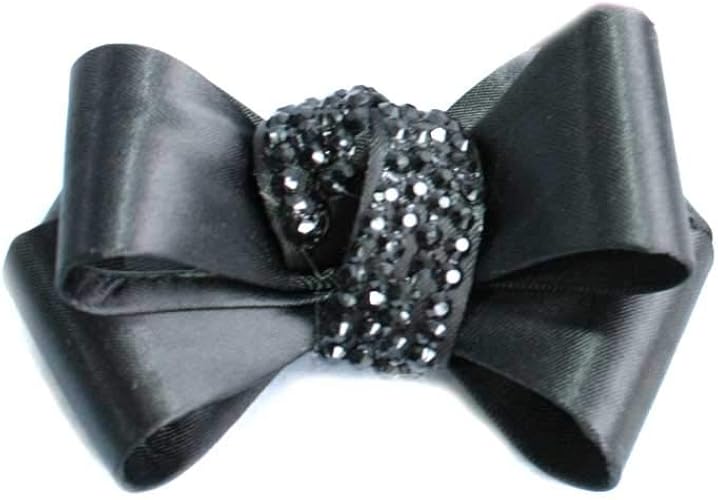 Amazon クラン Sc 041 Bk 立体リボン エレガンスデザイン ラインストーンが付いたサテン素材のリボンシュークリップ 1ペア 1足分 シューズアクセサリー シューズクリップ ブラック Qran クラン シューズチャーム