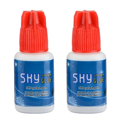 2 Bottle 5ml Eyelash Extension Glue SKY S+ 1-2 Sec Drying Time 7-8 Weeks Retention Black Professional Eyelash Extension Adhesive