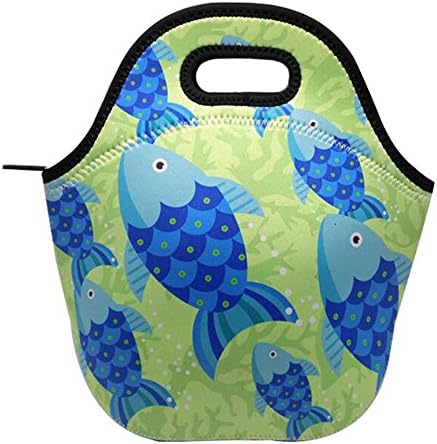 Ocean Fish Reusable Neoprene Lunch Tote Bag Travel Picnic Tote for Adults Teens