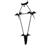 JasmyGirls Anime Lingerie Sexy Devil Cosplay Costume Halloween Micro Bikini Kawaii Bra Panty Japanese Bat Slingshot Gothic Outfit Black