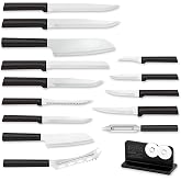 RADA Cutlery Ultimate 15-Piece Gift Set with Sharpener, Black | 15-Piece Knife Set with Quick Edge Sharpener (R119), Stainless Steel Blades, Resin Handle