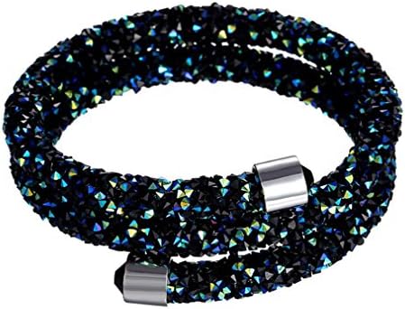 Sailing Emerald AB Crystals Stardust Bangle Adjustable Double Loop Open Bracelet