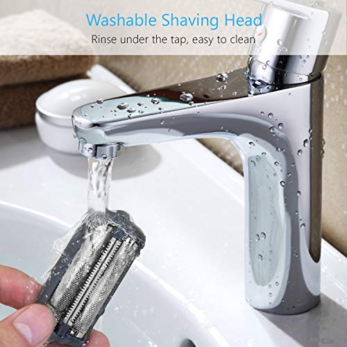 SUPRENT Electric Foil Shaver, 4-Blade Electric Razor For Men,Shaver with Lithium Ion Battery and Push-up Precision Trimmer, Safe Travel Lock (Silver)