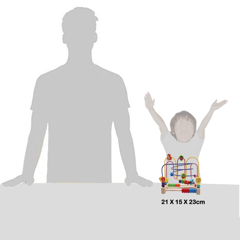 Nuheby Labirinto Roller Coaster con Frutta Bead Maze Gioco Perline Giochi Educativi 3 Anni Giochi in Legno con 3 Tracce di Colore Diverse Giochi in Legno per Bambini 3+ Anni