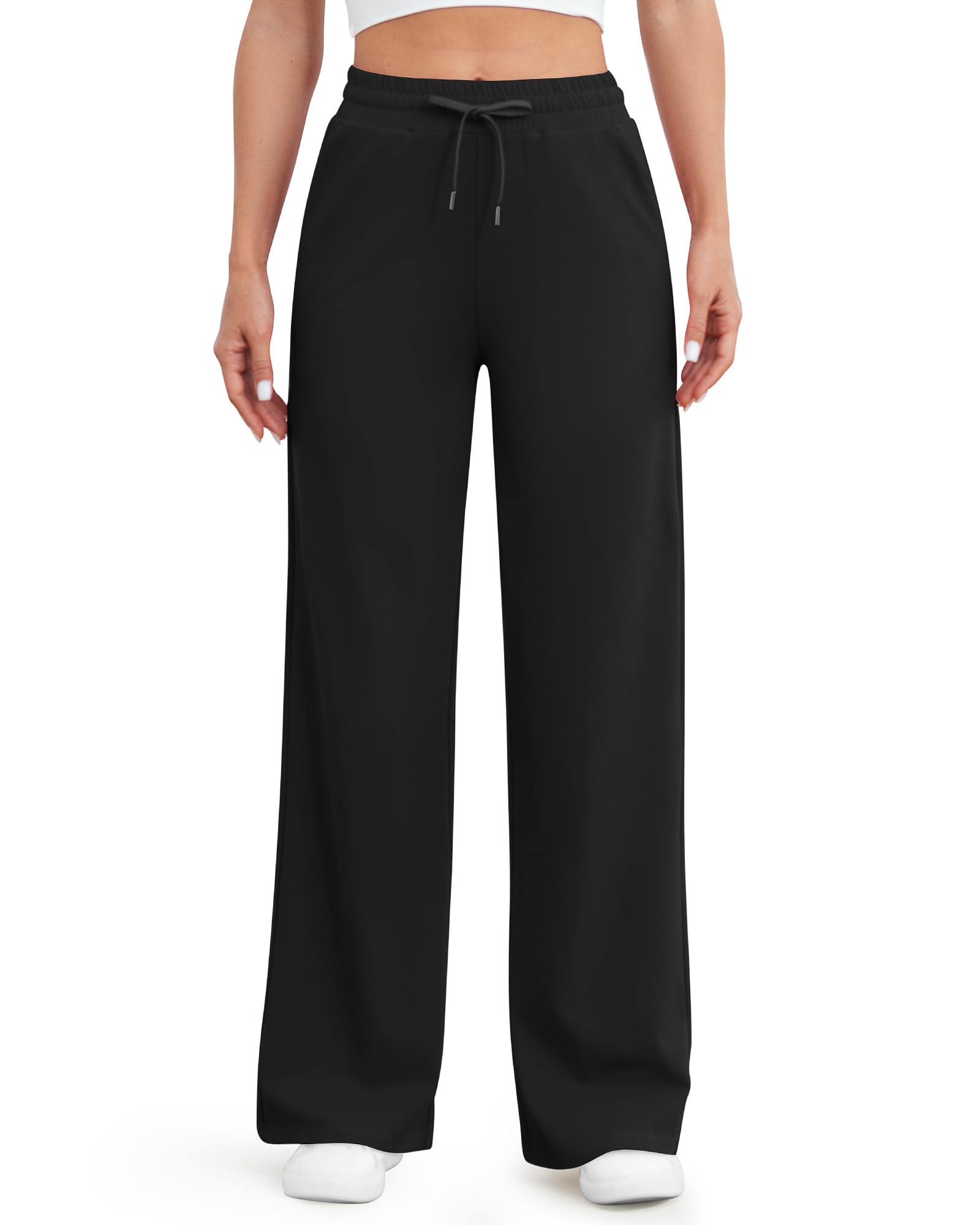 G4Free Black Wide Leg Pants for Women Sweatpants