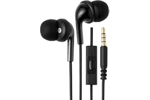Amazon Basics In Ear Wired Headphones, Earbuds with Microphone No Wireless Technology, 51.18 x 0.79 x 0.51 inches, Black