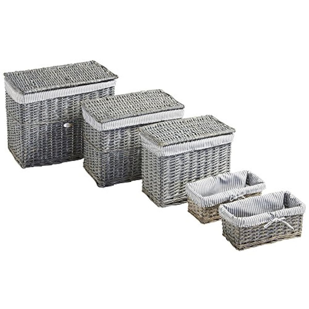 Ultimate 5pc Grey Wicker Storage Basket Trunk Mrs Hinch Home Set Small