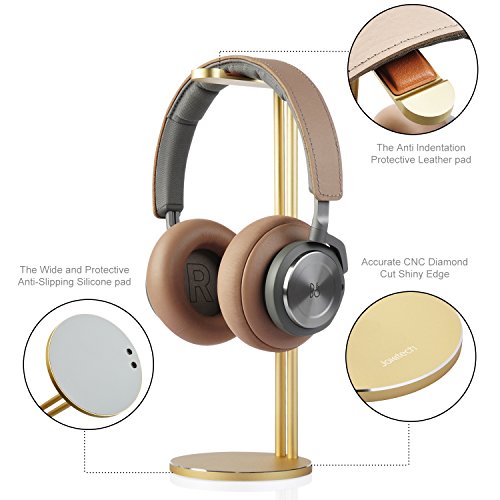 Jokitech Headphone Hanger, Super Steady Aluminum Slim Headphone Stands,Suitable for Beats, Sennheiser, Sony, Audio-Technica, Bose, Shure, AKG,B&O Play,Logitech.Razer Gaming Headphones and More -Gold