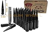 24 Pc Chevy Silverado GMC Sierra 1500 Black Spike Lug Nuts 14x1.5 Spiked Metal Lug Nuts Solid 1 Piece 4.5