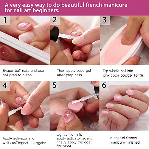 Makartt All-Inclusive Dipping Powder Starter Kit with Acrylic Powder and Gel Resin, Easy to Use French Dip Powders Nail Color System UV/LED Light Free Odorless P-06 - Thumbnail 3