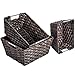 MaidMAX Nesting Rattan Storage Baskets with Dual Metal Handles, Assorted Sizes, Set of 3
