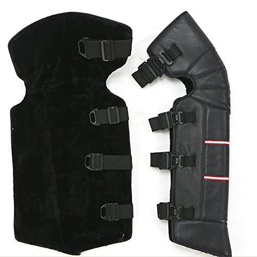 A.B Crew 1 Pair 27.5" PU Leather Windproof Leg Gaiter Adjustable Strap Warm Leggings Covers Unisex Half Chaps for Motorcycle Bike Winter Ski (Straps)