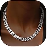 ChainsPro Chunky Cuban Link Chain Necklace for Women,Stainless Steel Silver/Gold Plated Thick Choker, 5/12/14mm Width,18" and 20" Punk Hip Hop Trendy Jewelry Gifts