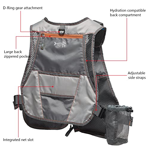 BASSDASH Fly Fishing Vest Adjustable Size with Detachable Water Bottle