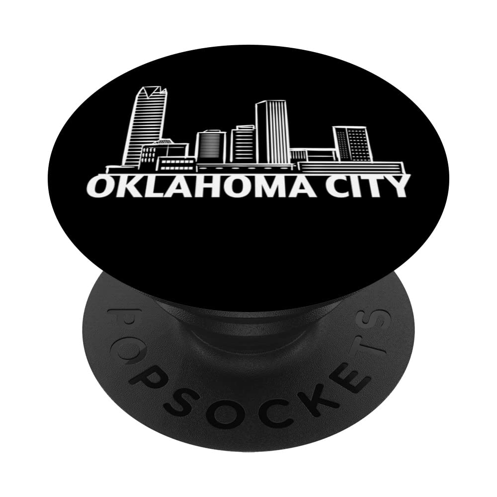 Oklahoma City USA City Skyline Silhouette Outline Sketch PopSockets Swappable PopGrip