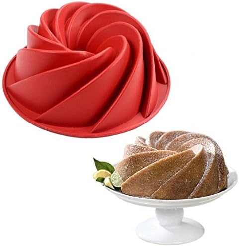 9 Inch Cake Pan Whirlwind Non-Stick Cake Mold Silicone Fluted Deep Ring Mould