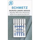 Euro-Notions 1839 Microtex Sharp Machine Needles, Size 8/60, 10/70, 12/80, 5-Needles