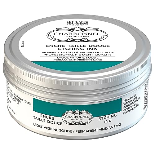 Lefranc Bourgeois Charbonnel Copper Printing Colours, Highly Pigmented Jet Printing Ink, Excellent Lightfastness, Vegan, Vibrant Colours, Age-Resistant, 200 ml Pot - Permanent Viridi