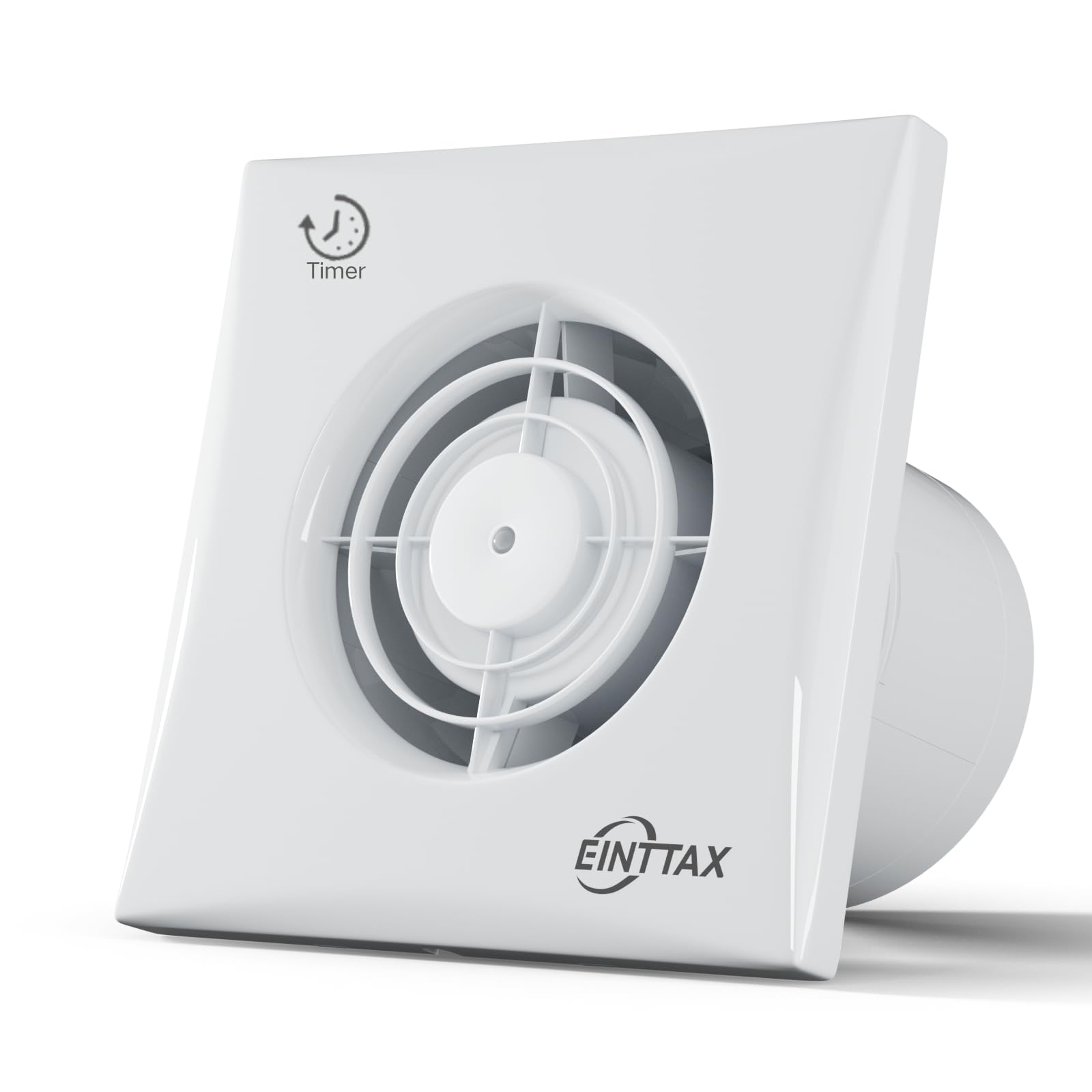 EINTTAX 4 Inch 100mm Bathroom Extractor Fan with Timer, 12W Quiet Powerful Bathroom Fan, Airflow 130m³/h, Wall/Window Mounted Extractor Fan for Kitchen Toilet Garage, Office, 34 dB, White