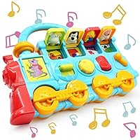 Here Fashion Surprise Animal Pop Up Train with Soft Music, Animal Sounds - Color Sorting Animal for Kids Age 12 Months+, Classic & Cause and Effect Toy, Work on Motor Skills